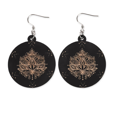 Cercei din lemn HOORAY Negru - Lotus