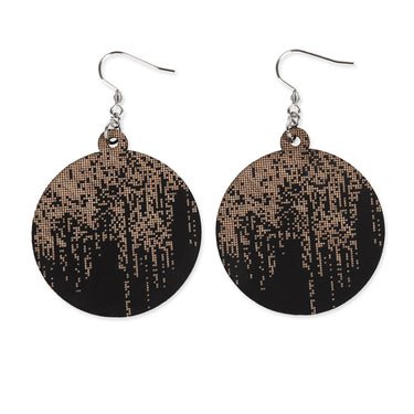 Cercei din lemn HOORAY Negru - Matrice