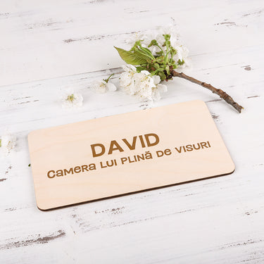 Placă de ușă cu nume și text - Băiat