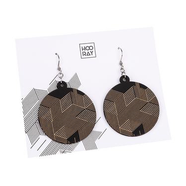 Cercei din lemn HOORAY Negru - Hex