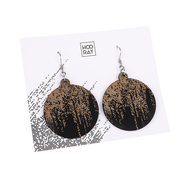 Cercei din lemn HOORAY Negru - Matrice