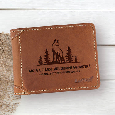 Portofel bărbătesc din piele cu motiv personalizat Forkys