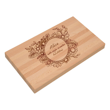 Tietor Massiv Cadou Cu Gravura, Motiv Flori