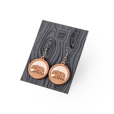 Cercei din lemn HOORAY Urs