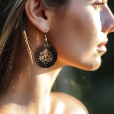 Cercei din lemn HOORAY Negru - Lotus