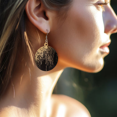 Cercei din lemn HOORAY Negru - Matrice