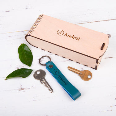 Breloc din piele HOORAY, albastru