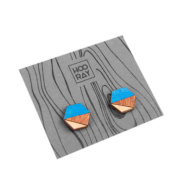 Cercei Din Lemn HOORAY Azul