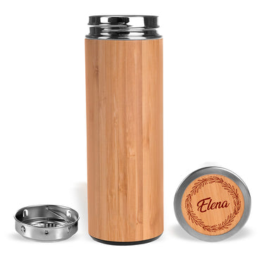 Termos din bambus cu numele personalizat 450 ml